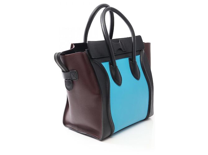 Céline Borsa Celine Luggage Mini Shopper Marrone Nero Blu - vista 2
