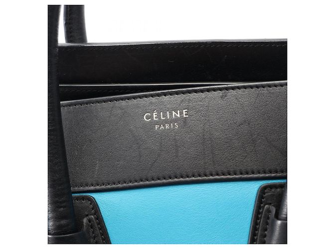 Céline Borsa Celine Luggage Mini Shopper Marrone Nero Blu - vista 9