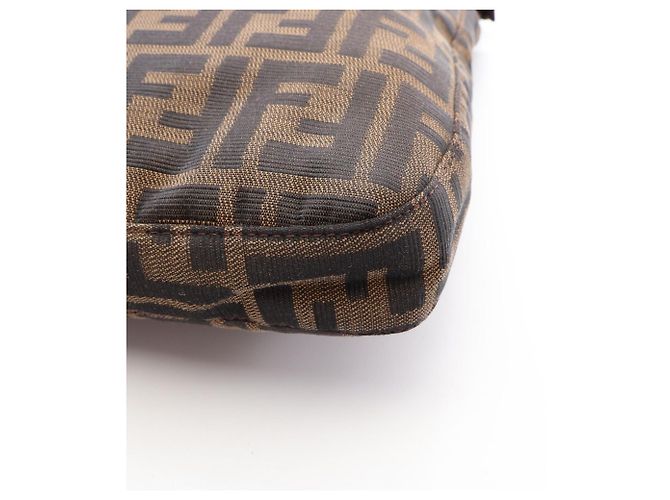 Borsa a tracolla Fendi in tela Zucca e pelle Marrone - vista 11
