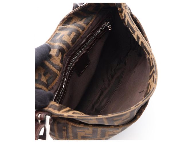 Borsa a tracolla Fendi in tela Zucca e pelle Marrone - vista 3