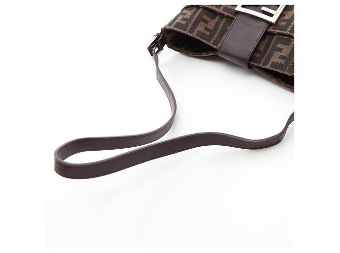 Borsa a tracolla Fendi in tela Zucca e pelle Marrone - vista 5