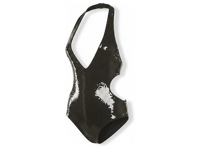 Saint Laurent Badeanzug mit Pailletten in Schwarz - Ansicht 4