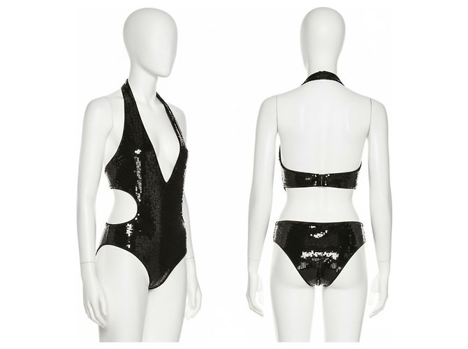 Saint Laurent Badeanzug mit Pailletten in Schwarz - Ansicht 5