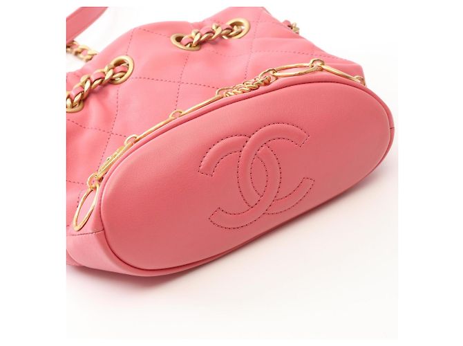 Borsa a tracolla Chanel Matelassé in agnello rosa - vista 9