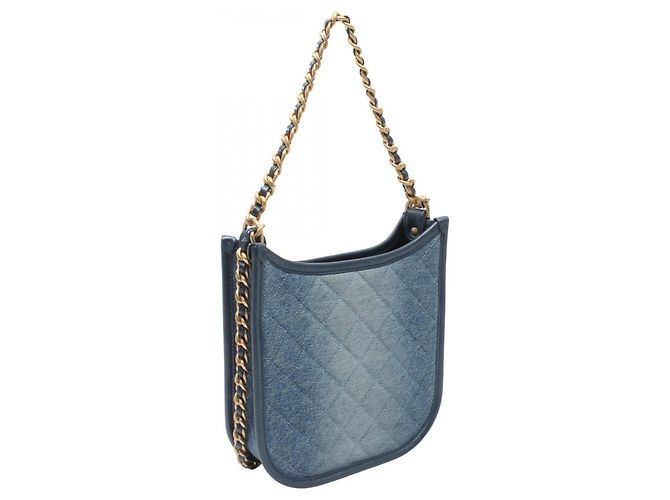 Borsa a Spalla Chanel Matelassé Hobo Blu - vista 2