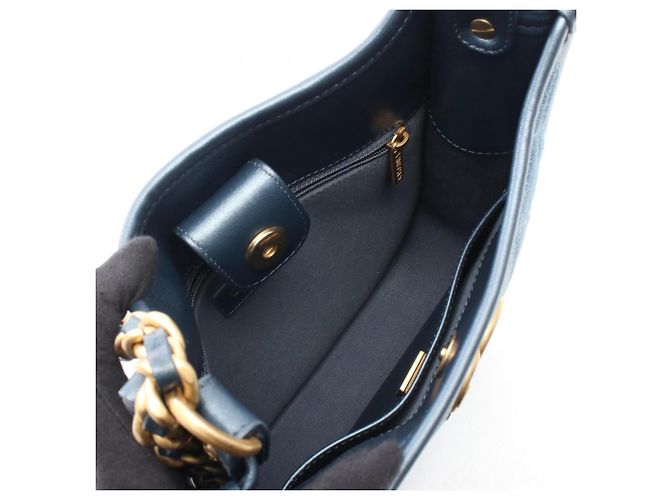 Borsa a Spalla Chanel Matelassé Hobo Blu - vista 3
