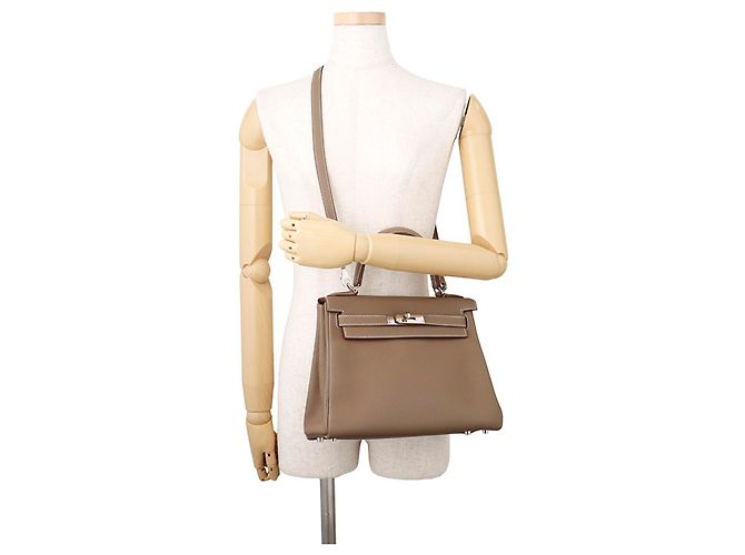 Hermès Borsa Hermes Kelly 28 in Etoupe Gray Taupe - vista 5