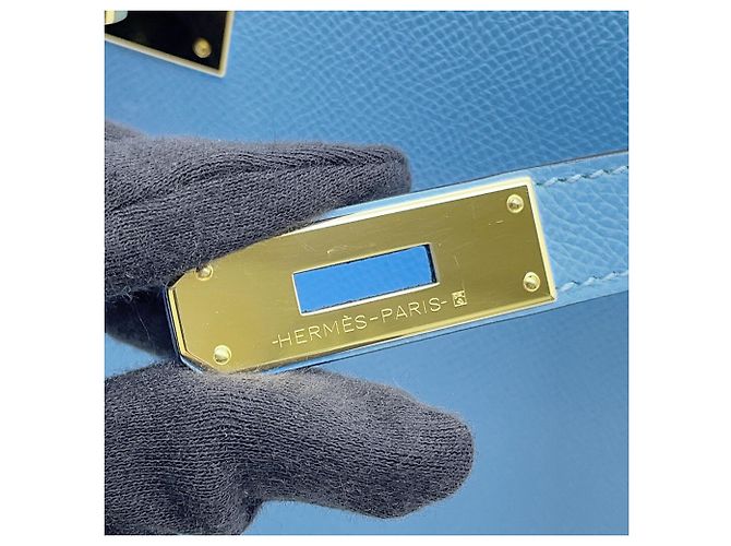 Hermès Borsa Hermes Kelly 28 in pelle Epsom Celeste Blu chiaro - vista 14