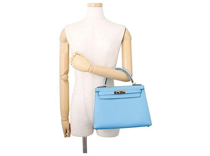 Hermès Borsa Hermes Kelly 28 in pelle Epsom Celeste Blu chiaro - vista 4