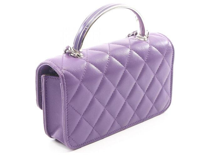 Mini borsa a tracolla con manico Matelassé Chanel Porpora - vista 2