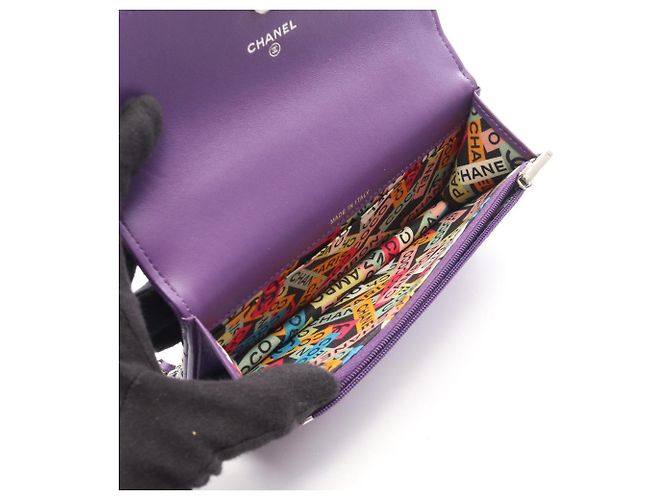 Mini borsa a tracolla con manico Matelassé Chanel Porpora - vista 3