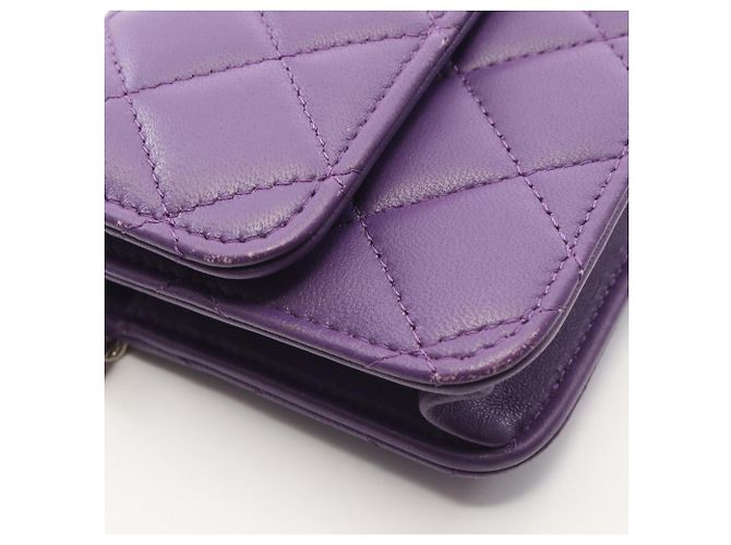 Mini borsa a tracolla con manico Matelassé Chanel Porpora - vista 6