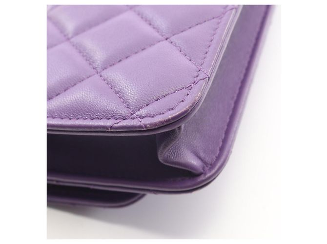 Mini borsa a tracolla con manico Matelassé Chanel Porpora - vista 7