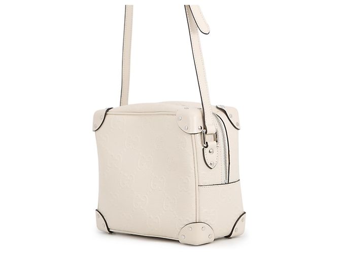 Borsa a tracolla Gucci in pelle bianca con logo GG in rilievo Bianco - vista 2