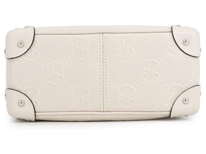 Borsa a tracolla Gucci in pelle bianca con logo GG in rilievo Bianco - vista 3