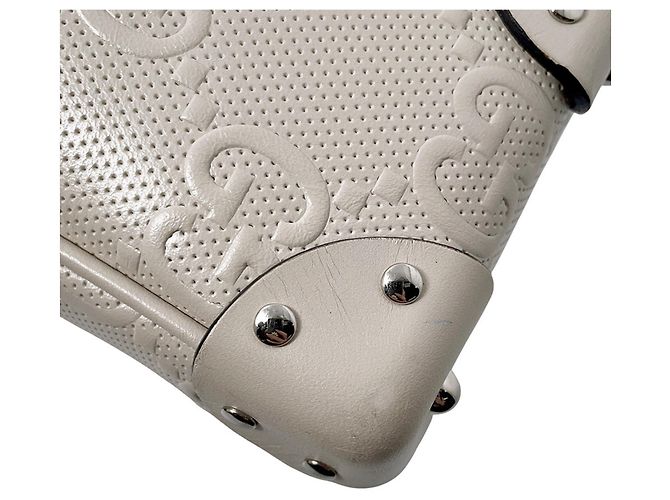 Borsa a tracolla Gucci in pelle bianca con logo GG in rilievo Bianco - vista 8