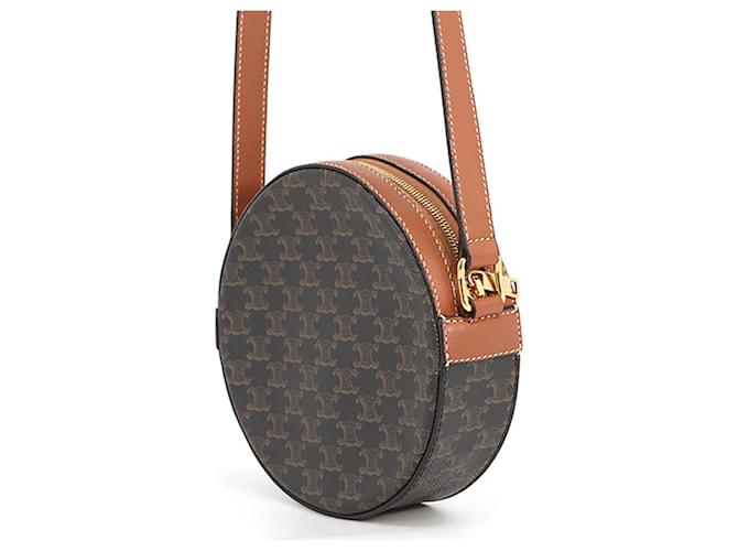 Céline Borsa a tracolla rotonda Celine Triomphe Marrone - vista 2
