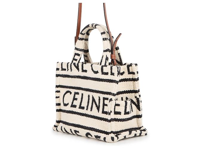 Céline Borsa Celine Cabas Thais Small Nero Bianco - vista 2