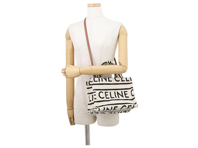 Céline Borsa Celine Cabas Thais Small Nero Bianco - vista 5