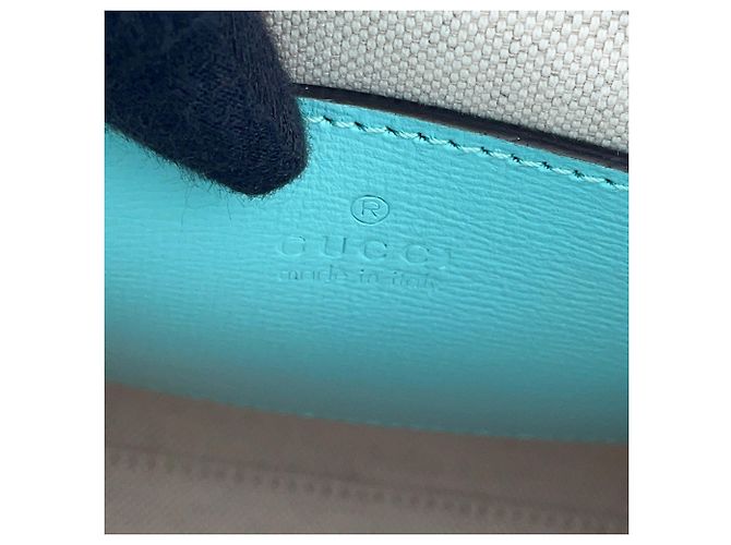 Borsa Gucci Interlocking G Tiger GG Supreme Beige Arancione Blu chiaro - vista 17