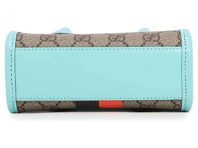 Borsa Gucci Interlocking G Tiger GG Supreme Beige Arancione Blu chiaro - vista 3