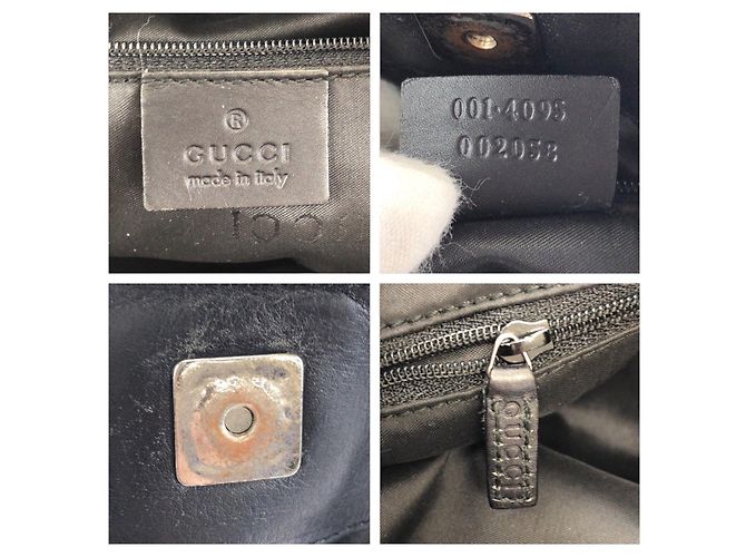 Borsa a mano Gucci Bamboo GG Canvas Leather Nero - vista 4