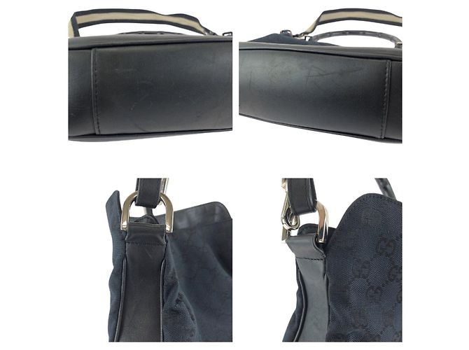 Borsa a mano Gucci Bamboo GG Canvas Leather Nero - vista 5