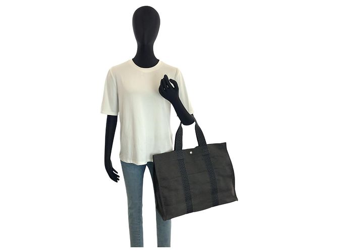 Hermès Hermes Herline GM Tote Bag Polyamid Polyester Grau - Ansicht 6
