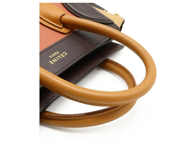 Céline Borsa a mano in pelle Celine Luggage Nano Shopper Marrone Beige - vista 5
