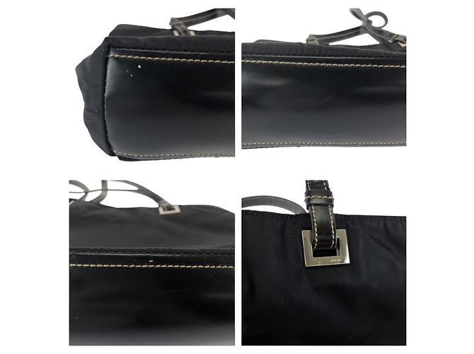Borsa a mano in nylon Tessuto e pelle Prada Nero - vista 6
