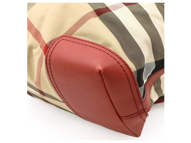 Zaino Burberry Nylon Leather House Check Marrone Beige - vista 3