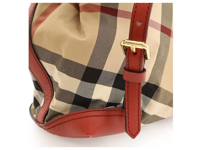 Zaino Burberry Nylon Leather House Check Marrone Beige - vista 5
