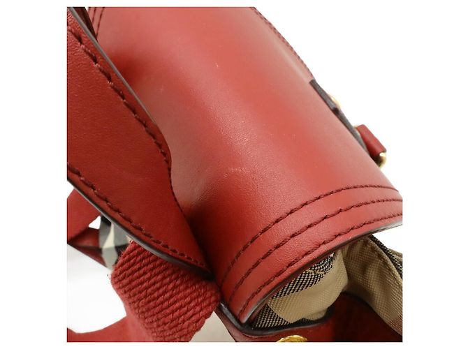 Zaino Burberry Nylon Leather House Check Marrone Beige - vista 7