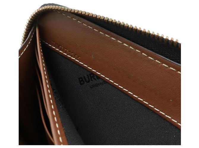 Burberry Elmore Canvas Leather Zip Wallet Braun Beige - Ansicht 6