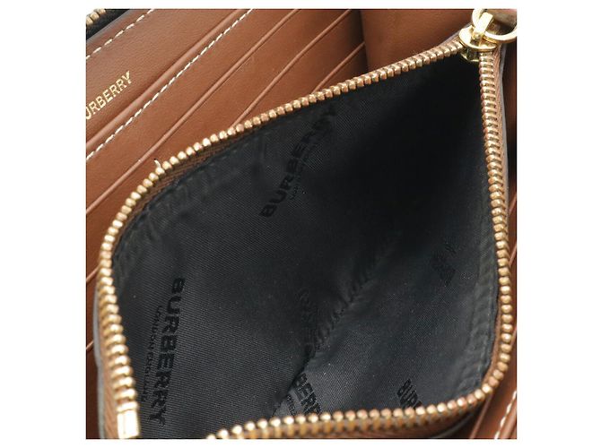 Burberry Elmore Canvas Leather Zip Wallet Braun Beige - Ansicht 8