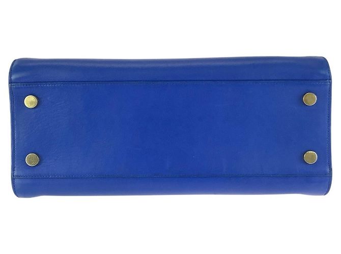 Borsa Cabas in Pelle Monogramma Yves Saint Laurent Blu - vista 10