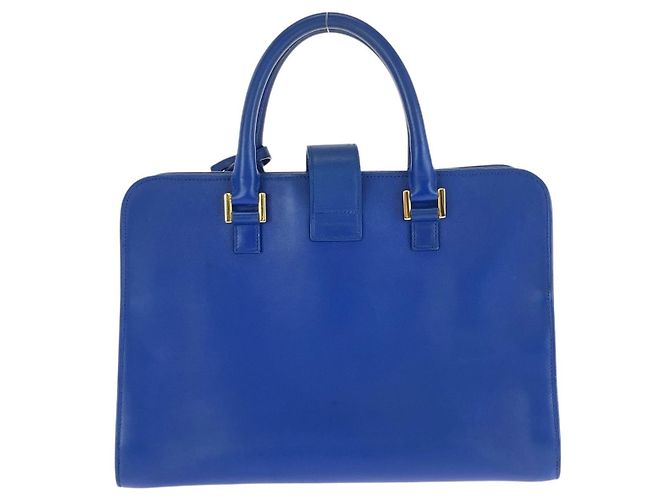 Borsa Cabas in Pelle Monogramma Yves Saint Laurent Blu - vista 2