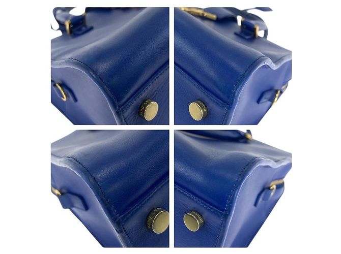 Borsa Cabas in Pelle Monogramma Yves Saint Laurent Blu - vista 3