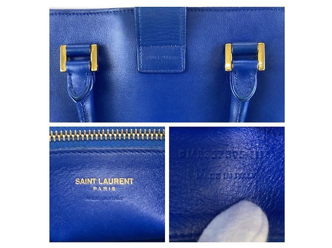 Borsa Cabas in Pelle Monogramma Yves Saint Laurent Blu - vista 4