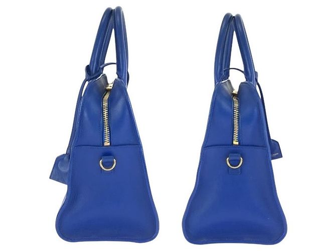 Borsa Cabas in Pelle Monogramma Yves Saint Laurent Blu - vista 8