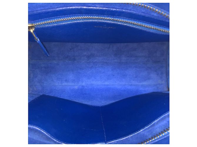 Borsa Cabas in Pelle Monogramma Yves Saint Laurent Blu - vista 9