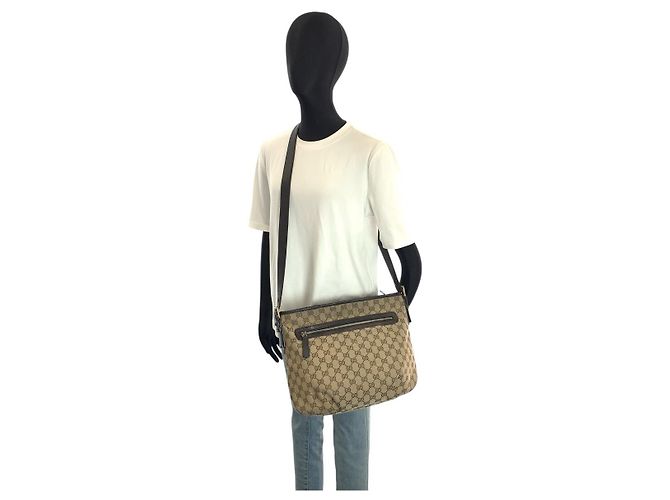 Borsa a tracolla Gucci GG Canvas e pelle Marrone - vista 8