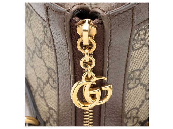 Gucci GG Supreme Ophidia Große Reißverschluss-Tasche Braun Beige - Ansicht 10