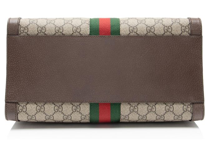 Gucci GG Supreme Ophidia Große Reißverschluss-Tasche Braun Beige - Ansicht 4