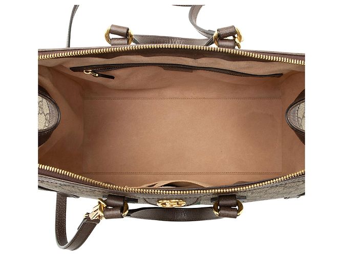 Gucci GG Supreme Ophidia Große Reißverschluss-Tasche Braun Beige - Ansicht 7