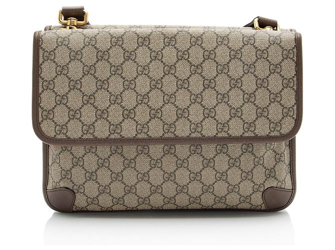 Gucci GG Supreme Neo Vintage Medium Messenger Marrone Beige - vista 3