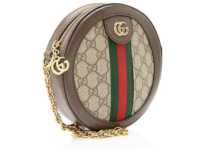 Borsa a tracolla mini rotonda Gucci GG Supreme Ophidia Marrone Beige - vista 2