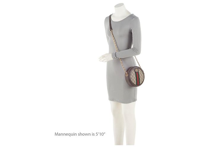 Borsa a tracolla mini rotonda Gucci GG Supreme Ophidia Marrone Beige - vista 5