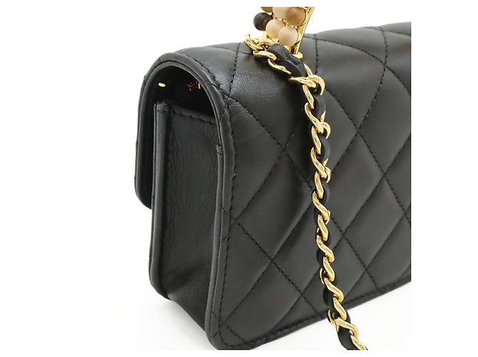 Borsa in pelle Chanel Matelasse Coco Mark Nero - vista 4