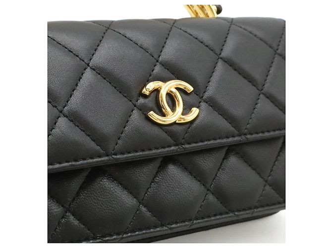 Borsa in pelle Chanel Matelasse Coco Mark Nero - vista 8